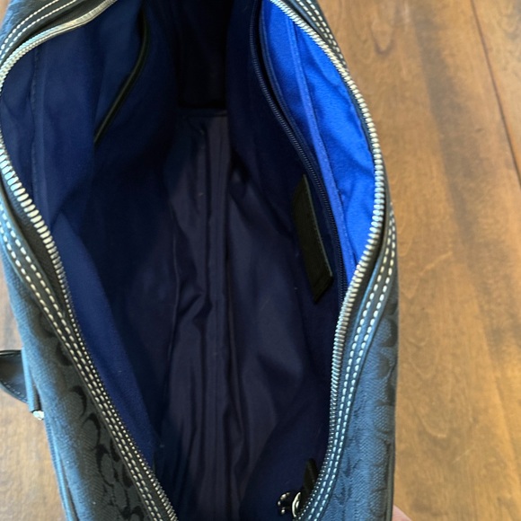 Coach Hudson Black Briefcase Travel Bag Tote Signature C Print Logo Canvas Black - Picture 13 of 16